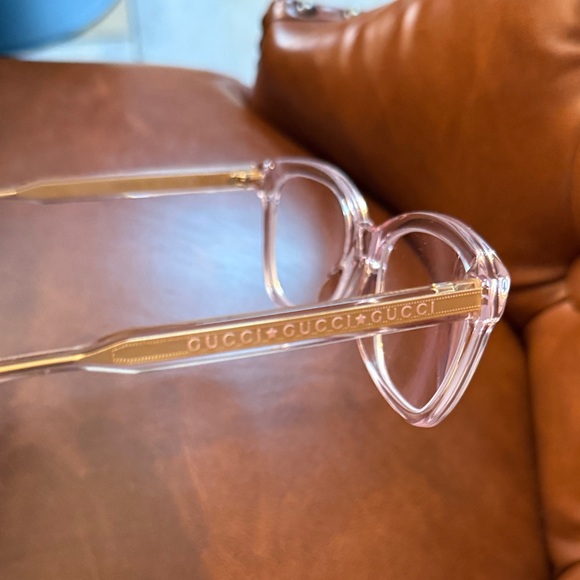 GUCCI clear/pink tint/gold prescription glasses Frame with soft case! - Picture 15 of 17